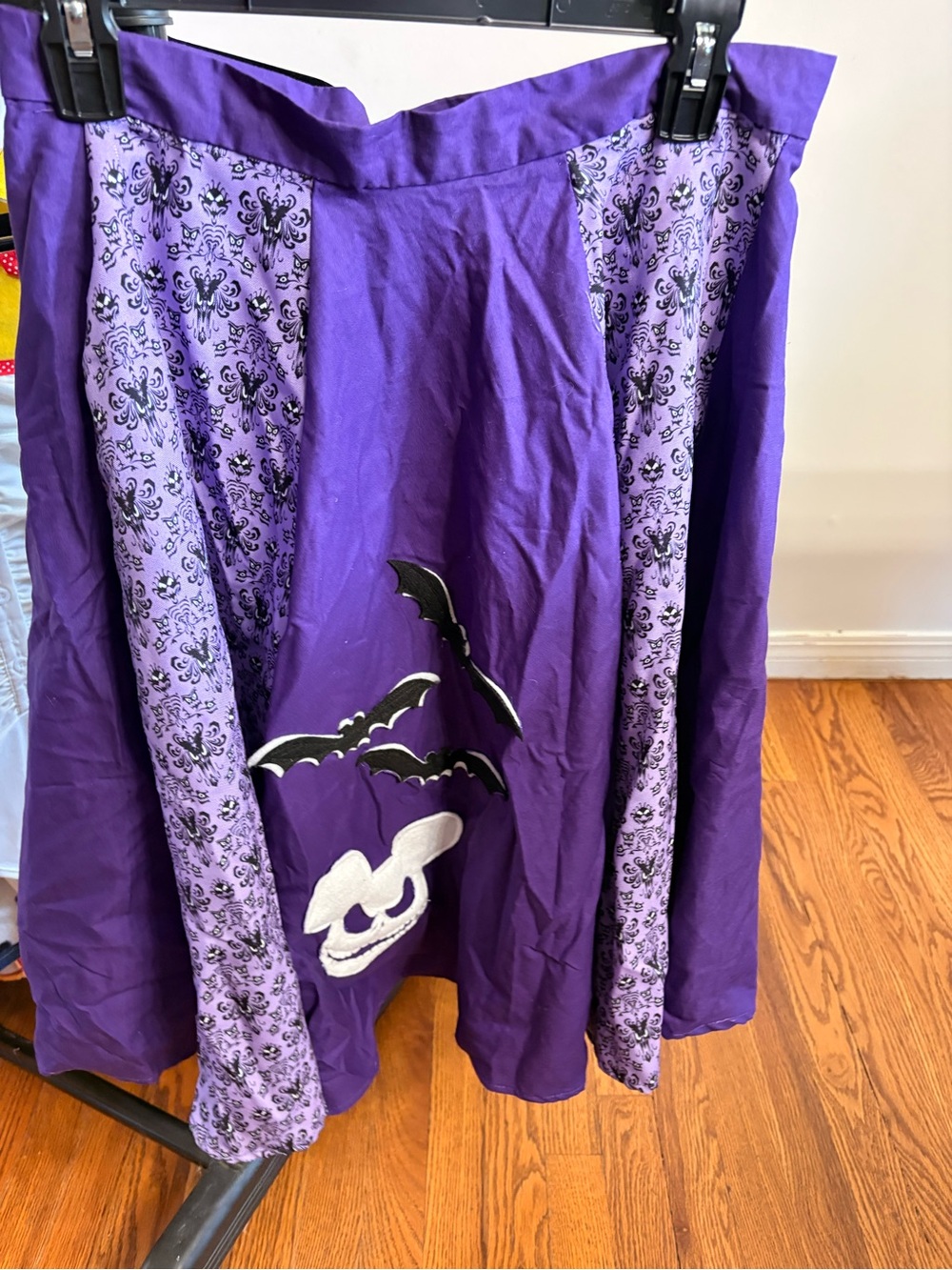 Hand Crafted Purple Bat & Skull Panel Skirt